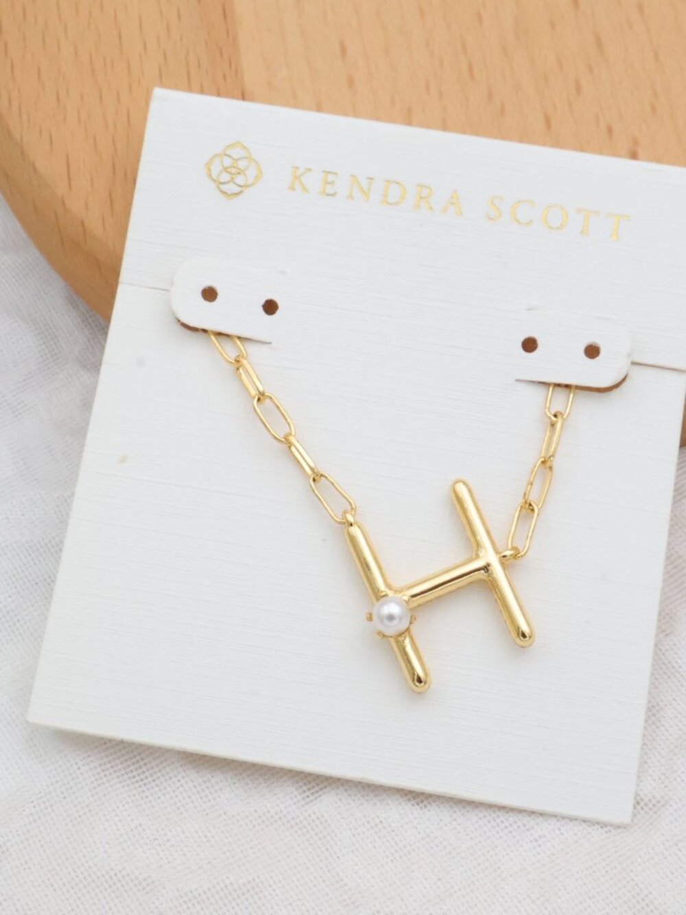 Kendra Scott Letter H Gold Freshwater Cultured Pearl Initial Necklace